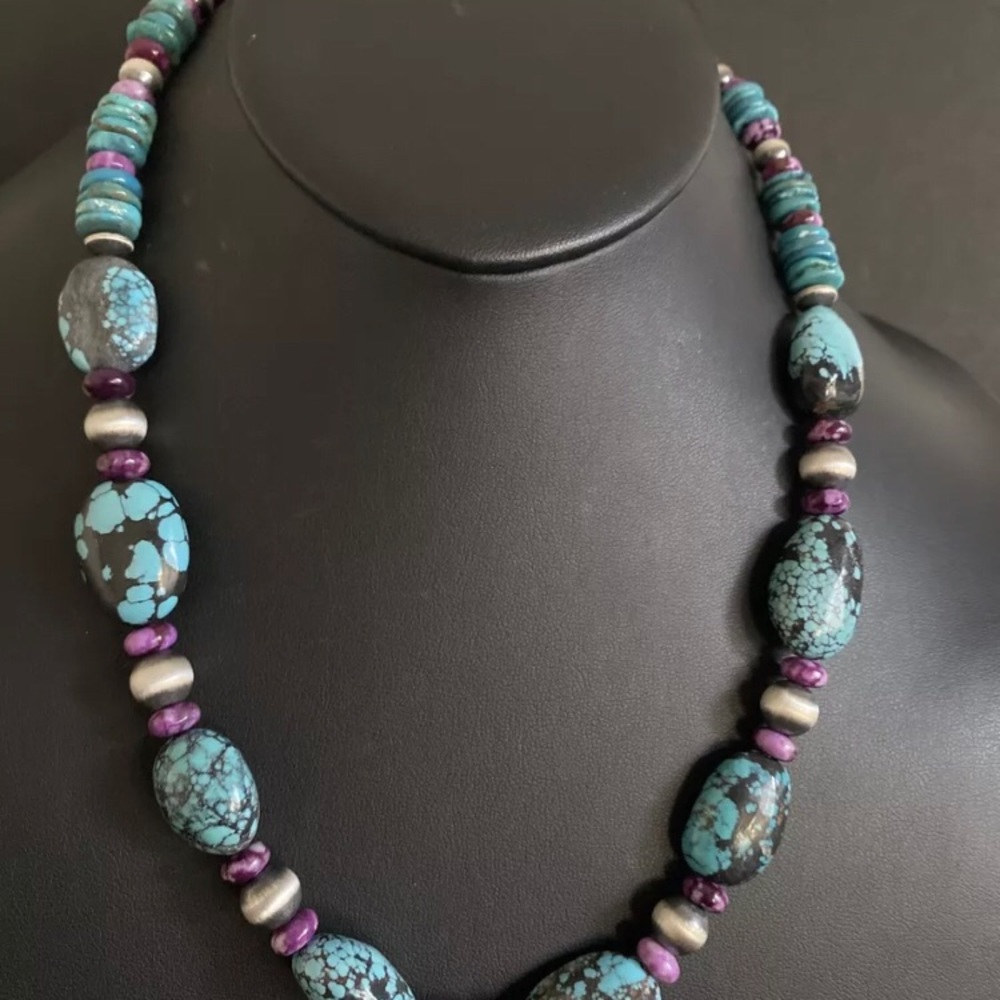 Sterling Silver Dyed Sugilite Turquoise W Pearls … - image 8